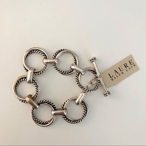 NWT Lauren Ralph Lauren Silver Twist Link Bracelet